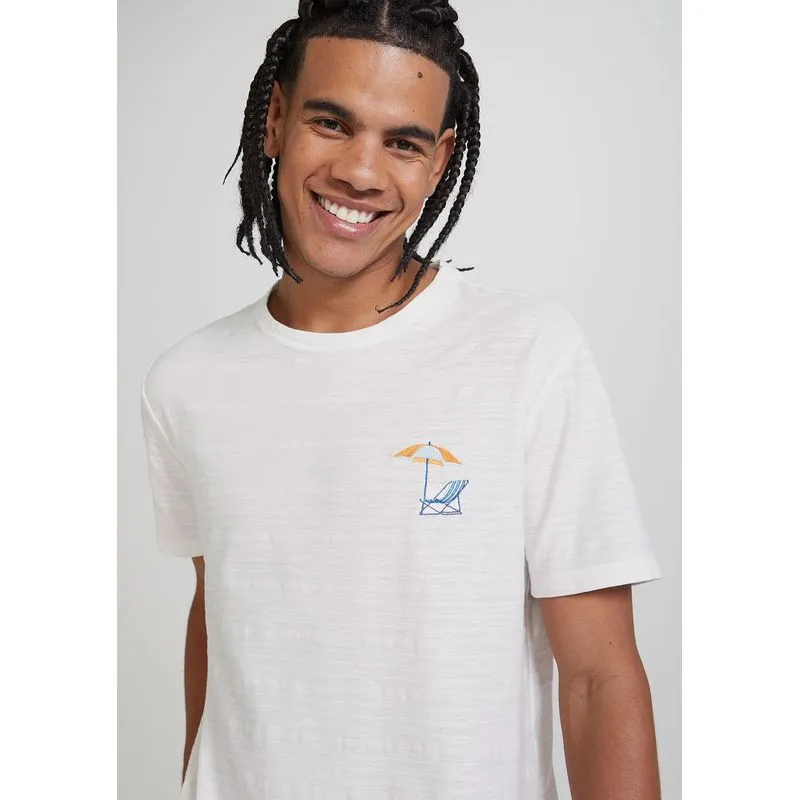 Camiseta Masculina Texturizada Comfort Com Bordado - Off white M