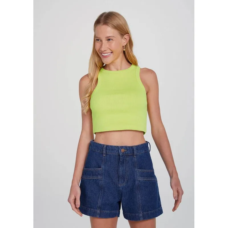 Regata Feminina Cropped - Amarelo M