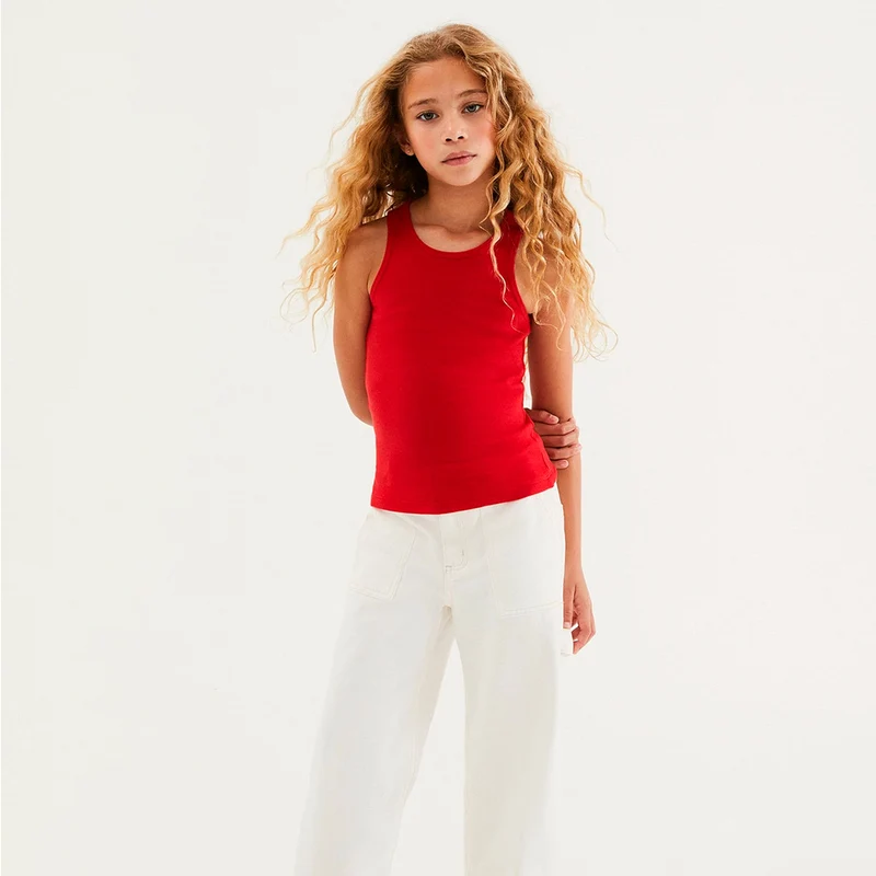 Regata Em Ribana Hering Kids Feminina - Vermelho 12 / Menina
