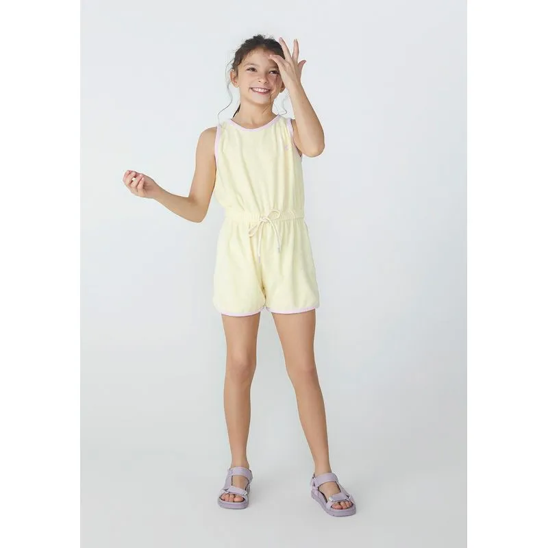 Macaquinho Básico Infantil Menina Em Malha - Amarelo 016