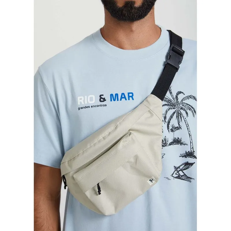Bolsa Pochete Masculina Média Em Sarja - Bege UNI
