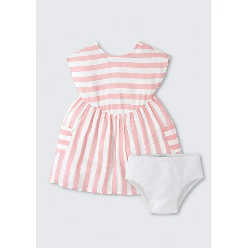 Vestido Infantil Listrado + Calcinha Toddler - Off white 001