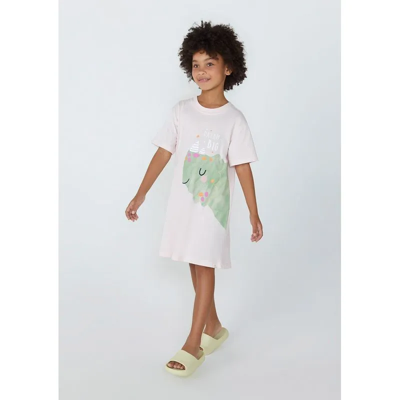 Camisola Infantil Estampada Em Algodão - Rosa 002