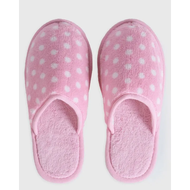 Pantufa Feminina Pelúcia Poá Rosa Claro 41/42