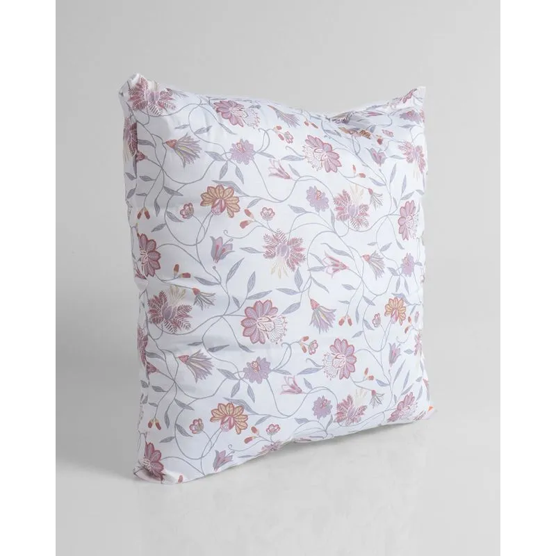 Almofada Estampa Floral 45cm x 45cm Branca UN