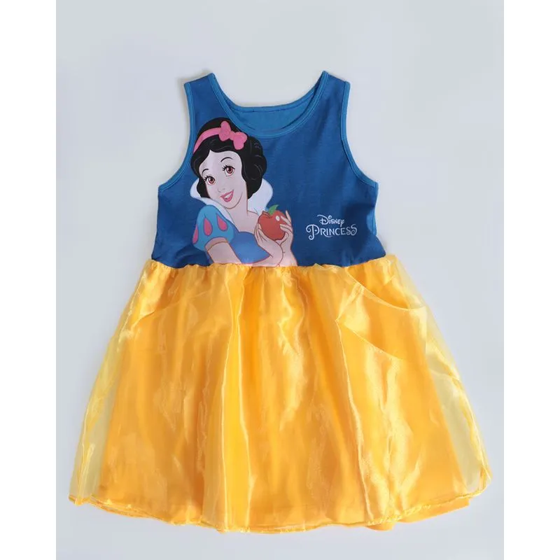 Vestido Bebê Tule Branca de Neve Disney Azul 3