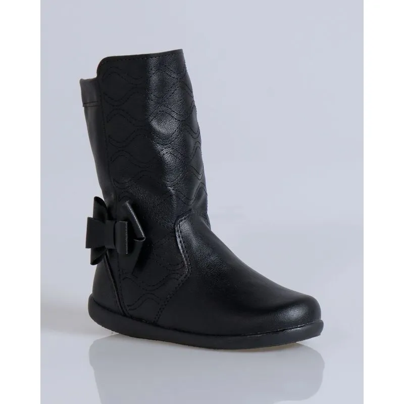 Bota bebê Cano Alto Lacinho Preta 23