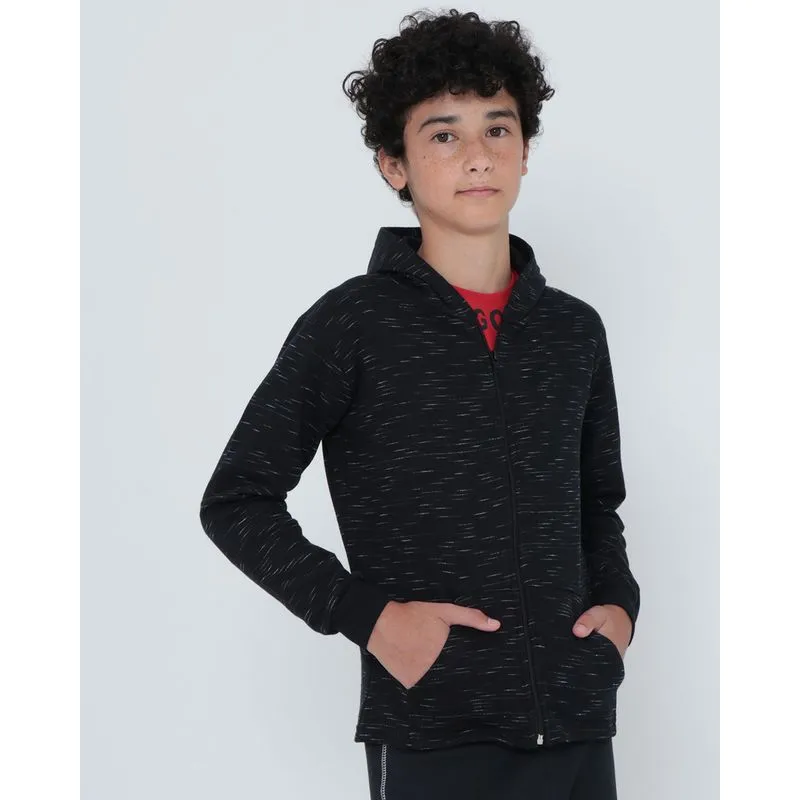 Casaco Juvenil Moletom Zíper Preta 12