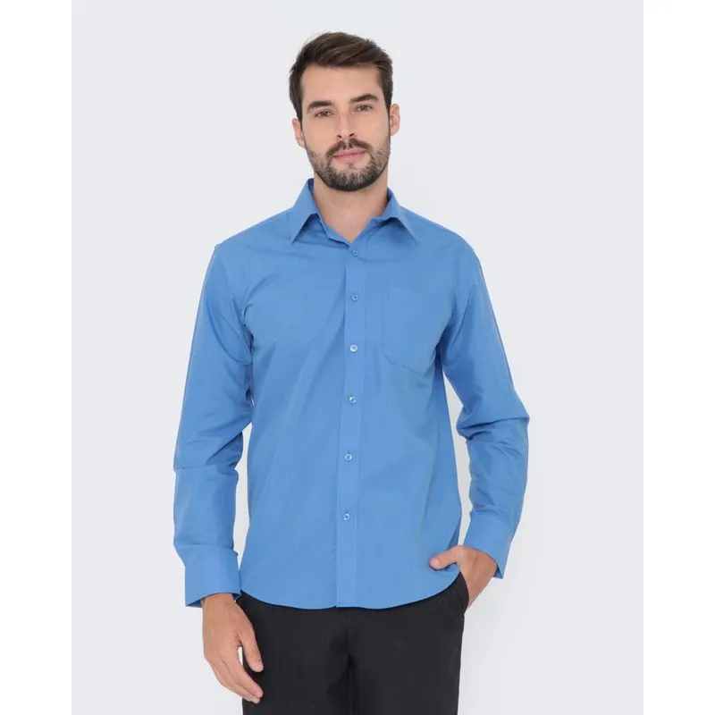 Camisa Masculina Manga Longa Azul 6