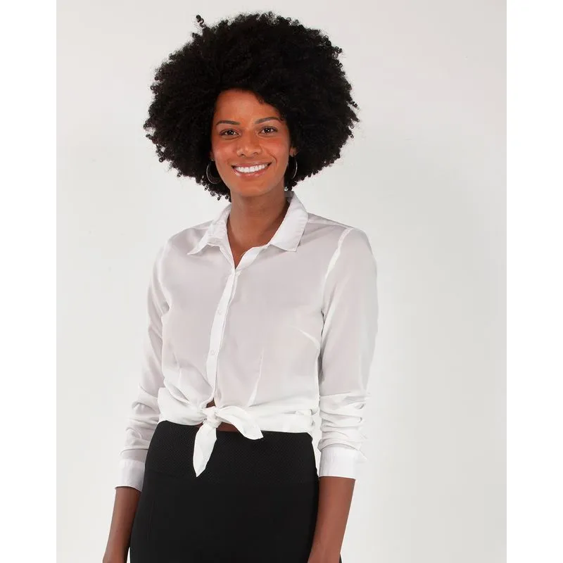 Camisa Feminina Crepe Lisa Branca P