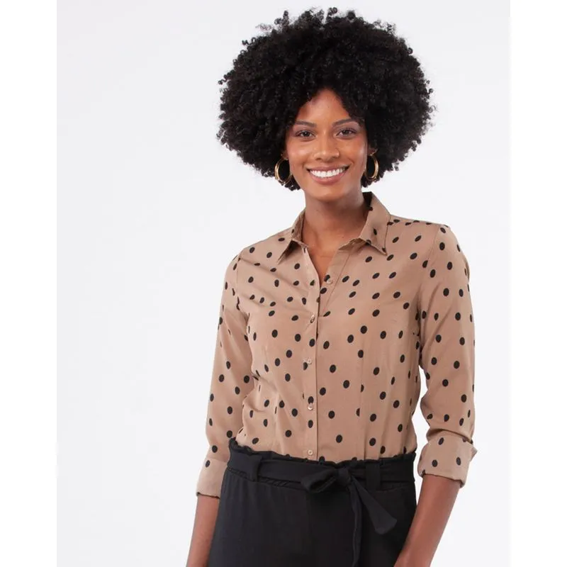 Camisa Feminina Poá Bege M
