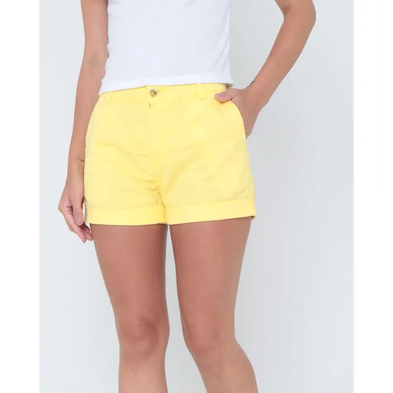 Short Sarja Barra Dobrada Amarelo 44