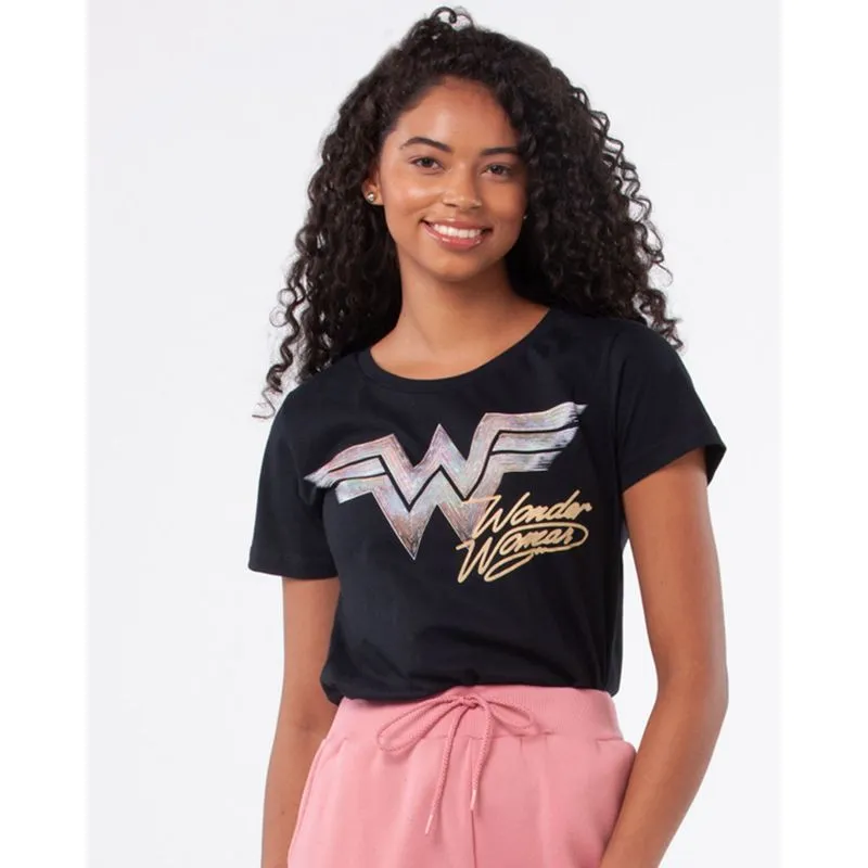 Blusa Mulher Maravilha Liga Da Justiça Preta M