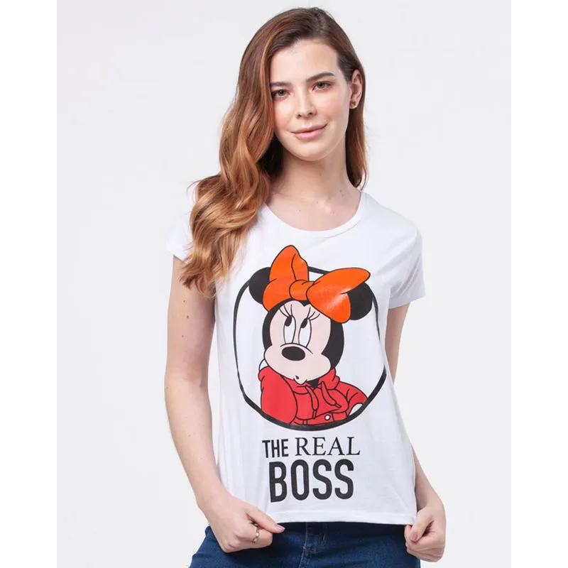 Blusa Disney Minnie Mouse Listrada Branca P
