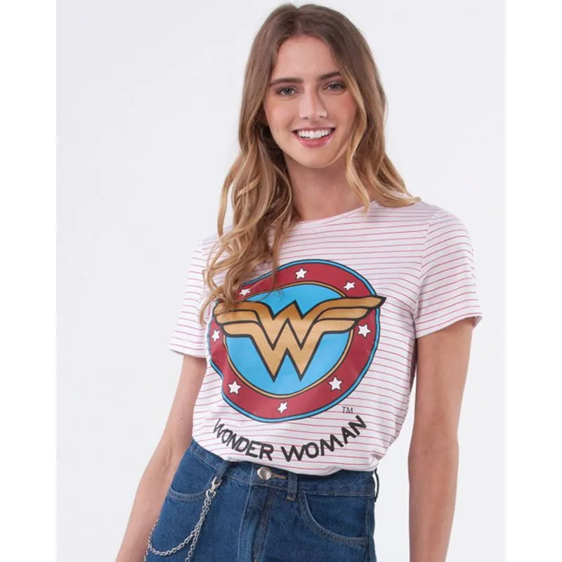 Blusa Mulher Maravilha Liga Da Justiça Branca GG