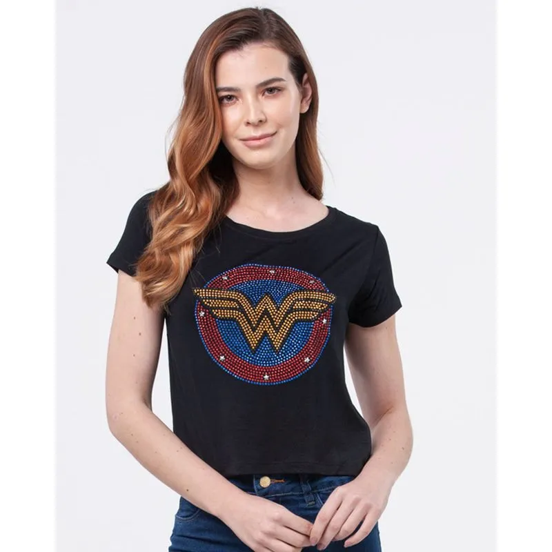Blusa Mulher Maravilha Liga da Justiça Preta P