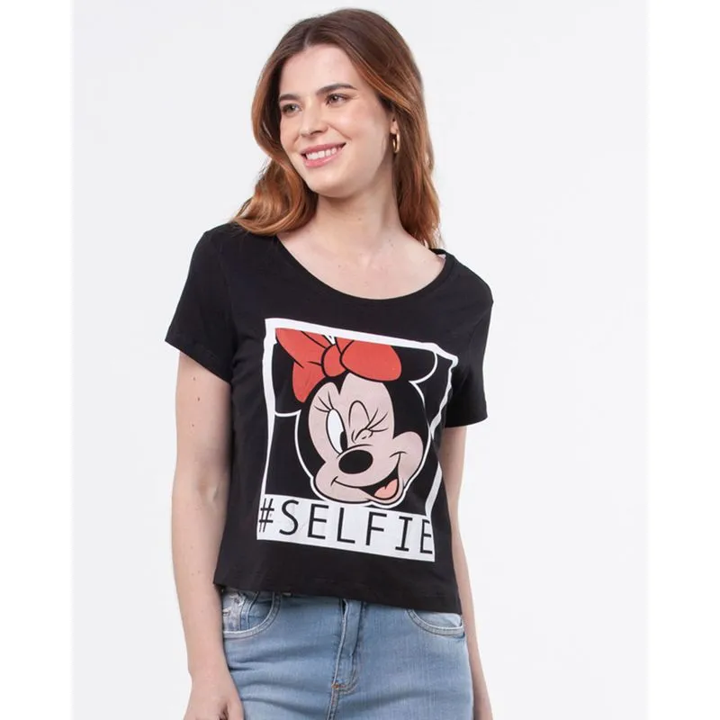 Blusa Cropped Minnie Mouse Disney Preta P