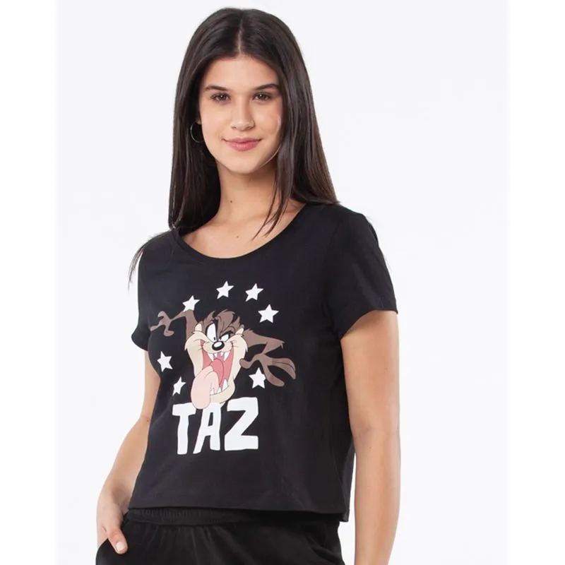 Blusa Cropped Taz Looney Tunes Preta G