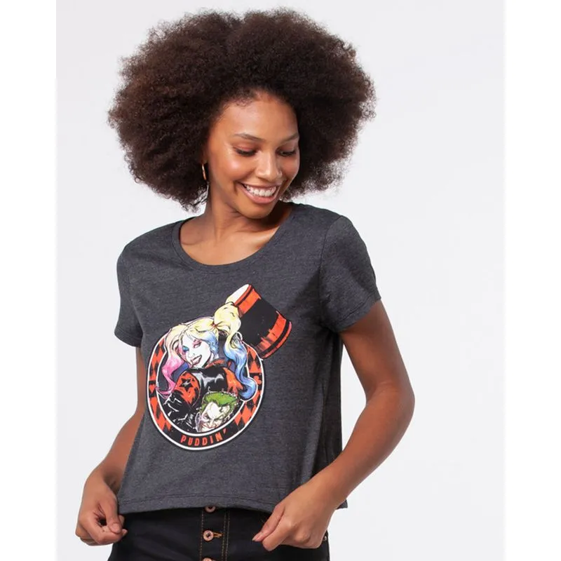 Blusa Cropped Arlequina Warner Bros Cinza GG