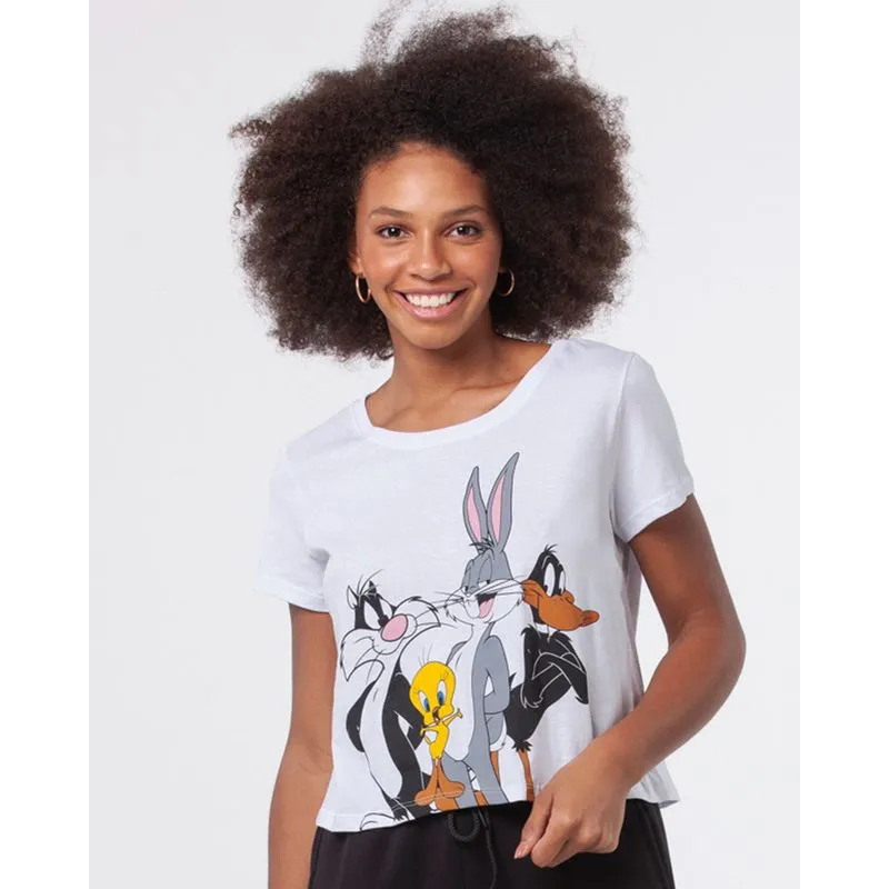 Blusa Cropped Looney Tunes Branca P