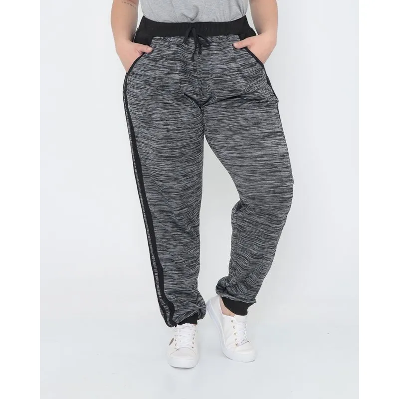 Calça Feminina Plus Size Jogger Mescla Cinza G4