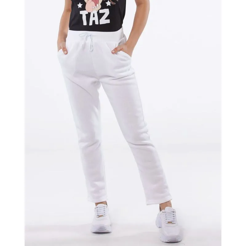 Calça Moletom Feminina Básica Reta Branca G