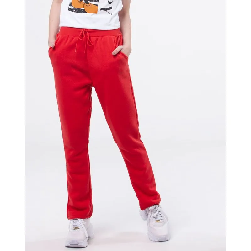 Calça Moletom Feminina Básica Reta Vermelha M