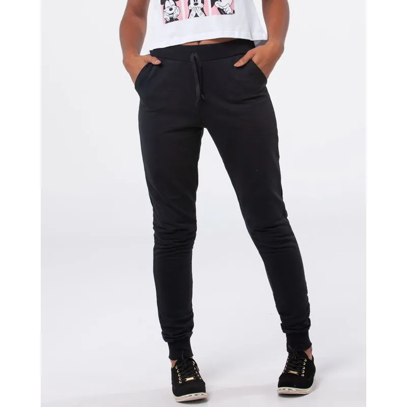 Calça Feminina Jogger Moletinho Básica Preta M