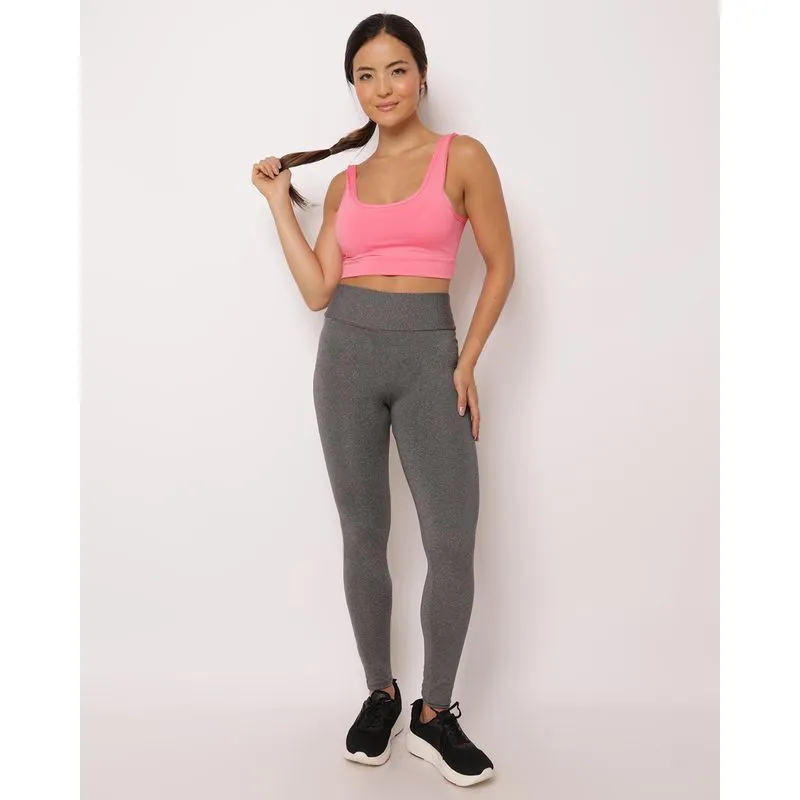 Calça Legging Fitness Suplex Mescla Cinza Claro M