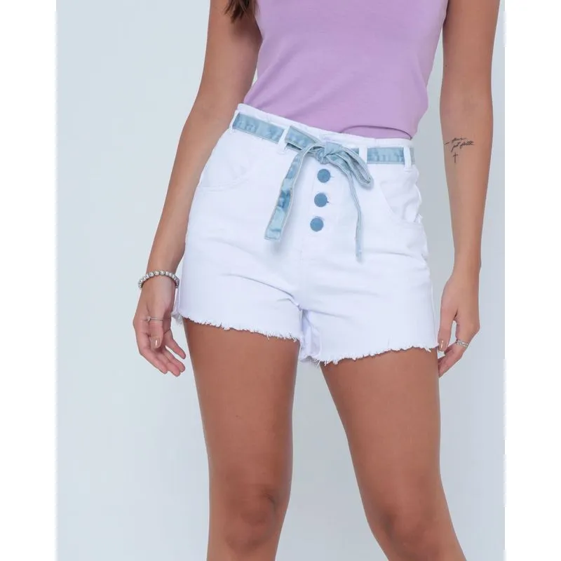 Short Sarja Faixa Branco 40