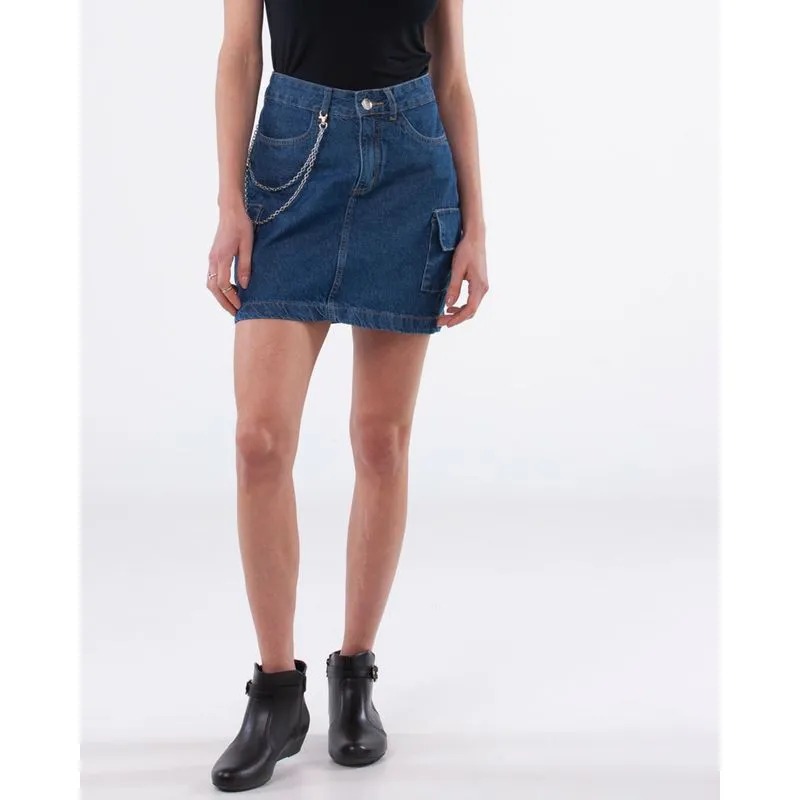 Saia Jeans Reta Corrente Azul 38