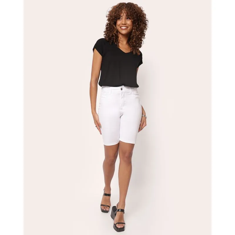 Bermuda Sarja Feminina Reta Branca 48