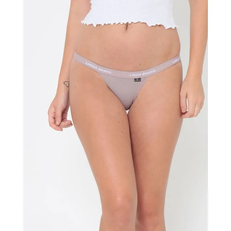 Calcinha String Cós Elástico Bege M