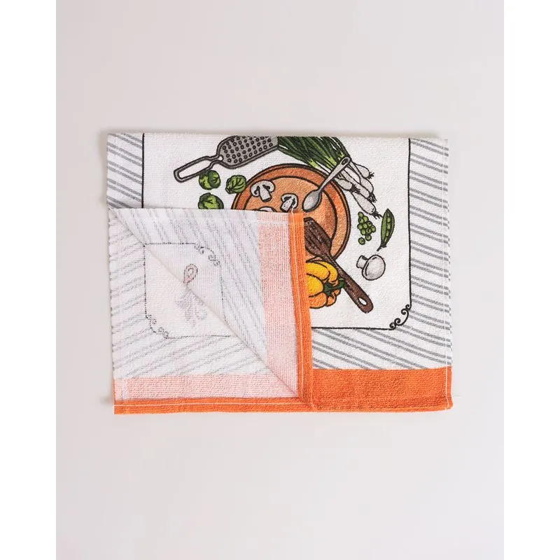 Pano de Copa Teka 40cmx65cm Estampa Listras Laranja UN