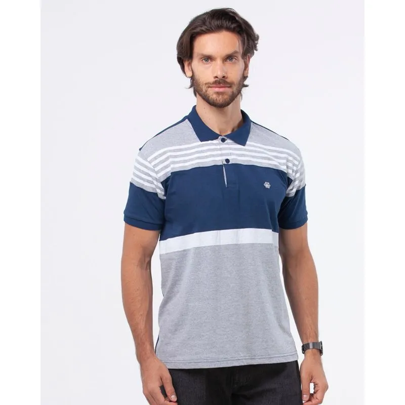 Polo Masculina Listras Marinho GG