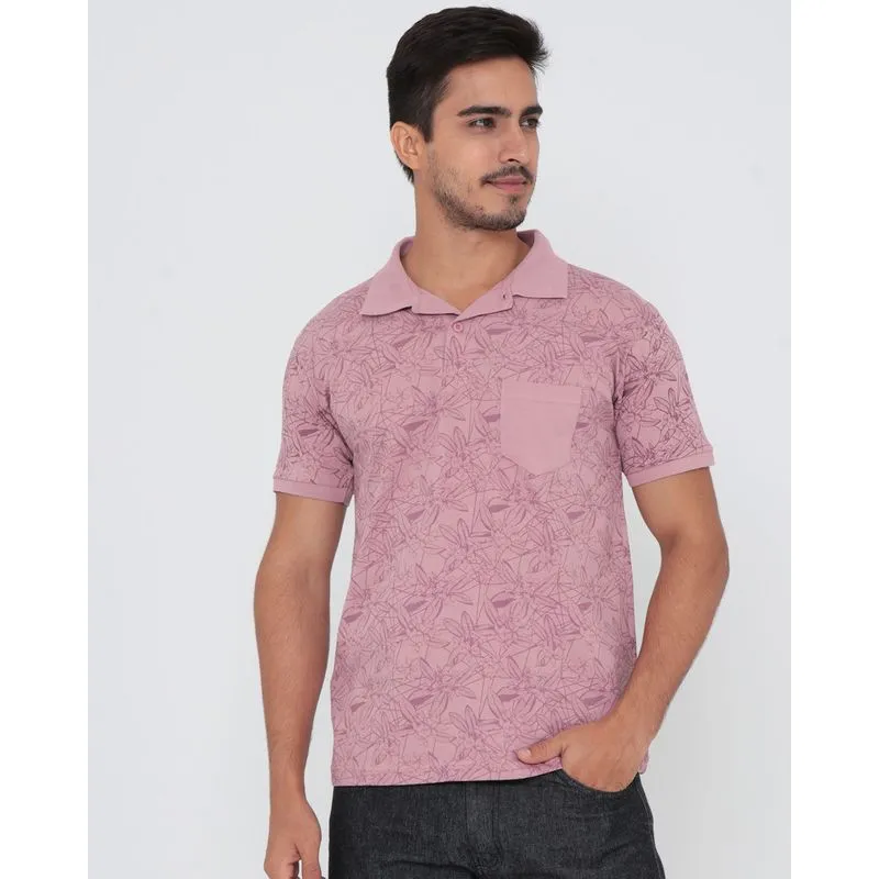Polo Masculina Bolso Floral Rosa M