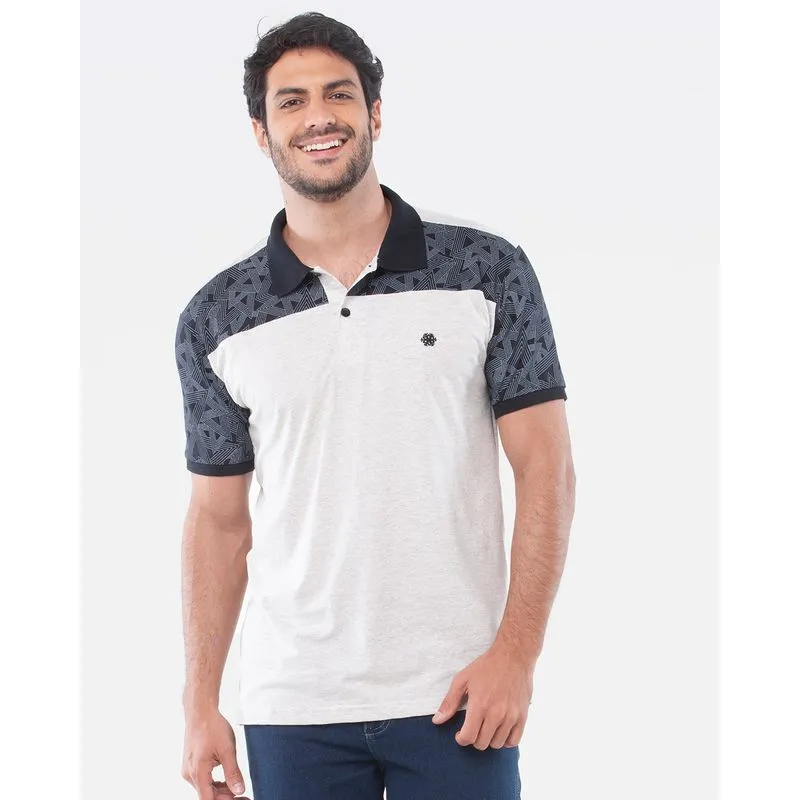 Polo Masculina Estampa Geométrica Cinza G
