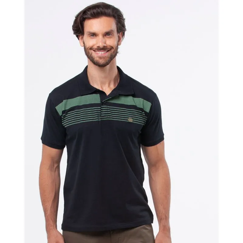 Polo Masculina Listras Frontal Preta P