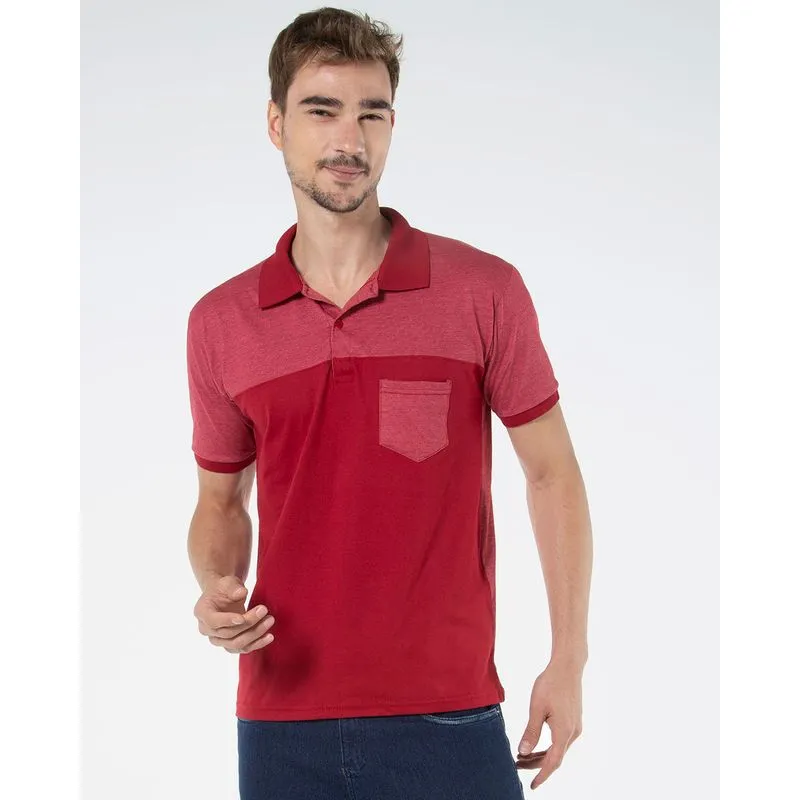 Polo Masculina Recorte Bolso Vermelha GG