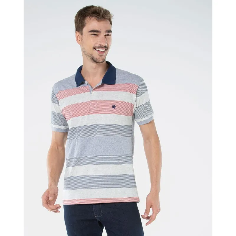 Polo Masculina Listrada Cinza P