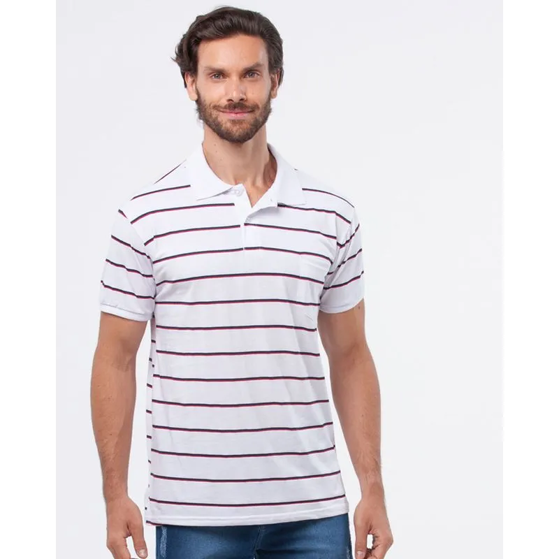 Polo Masculina Listrada Branca G