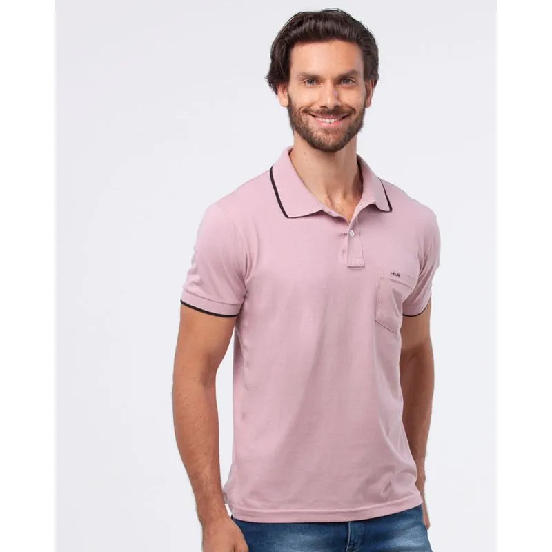 Polo Masculina Lisa Bolso Frontal Rosa GG