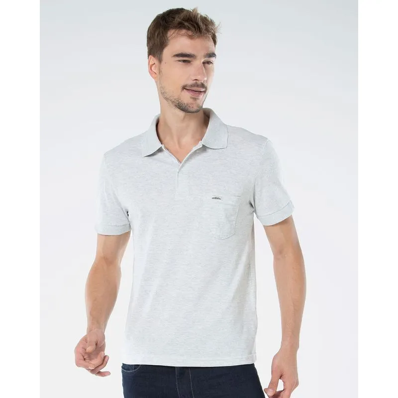 Polo Masculina Manga Curta Básica Cinza Claro GG