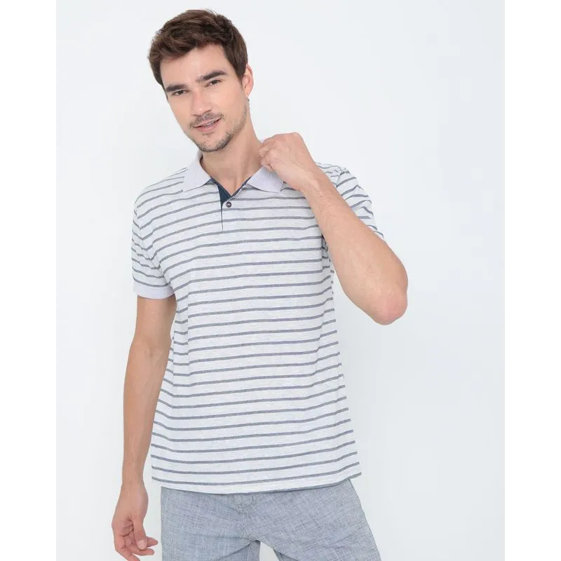Polo Masculina Listrada Cinza P