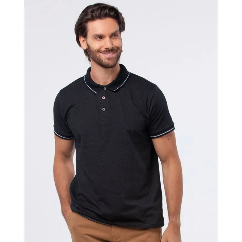 Polo Masculina Pontilhada Preta G