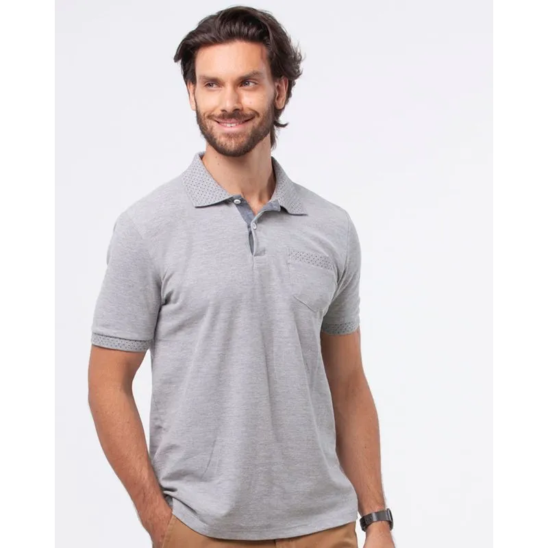Polo Masculina Mescla Bolas Cinza G
