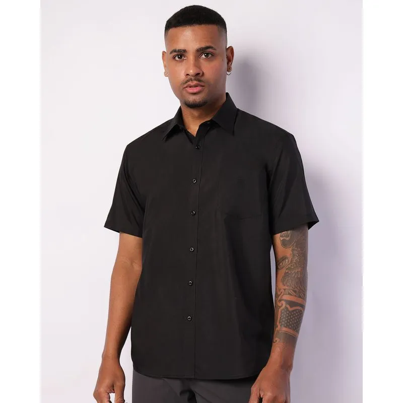Camisa Masculina Manga Curta com Bolso Preta 2