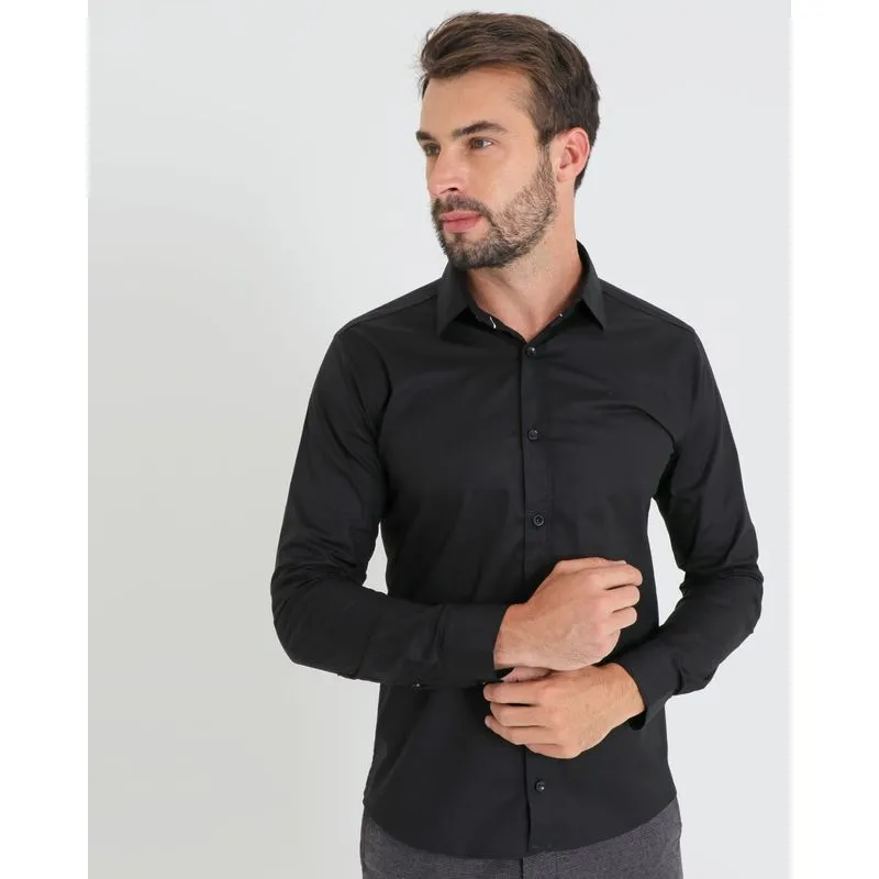 Camisa Masculina Manga Longa Preta 2