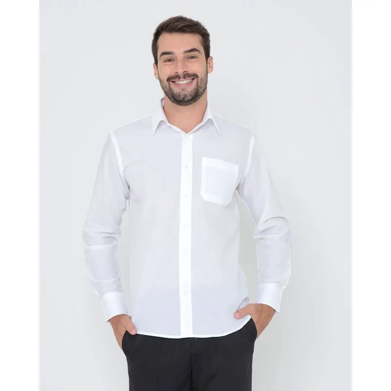 Camisa masculina social manga longa básica branca 2
