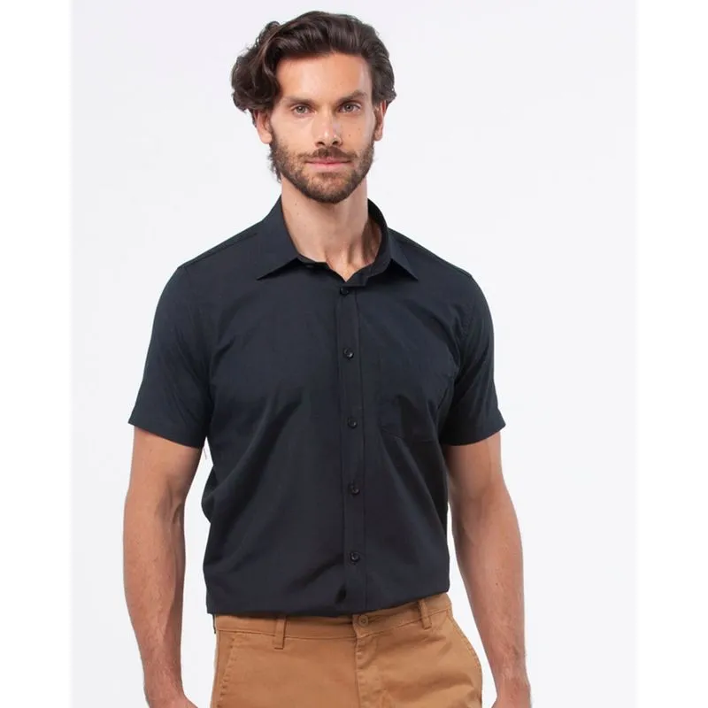 Camisa Masculina Básica Lisa Preta 5